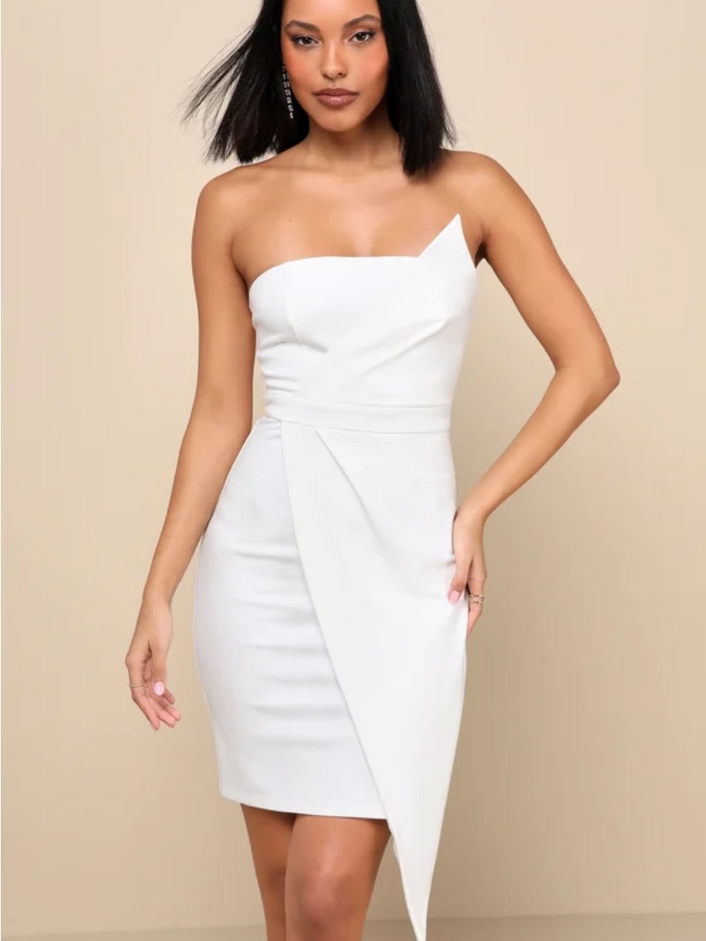 NWT- Lulus Queen Of The City White Strapless Bodycon Dress
